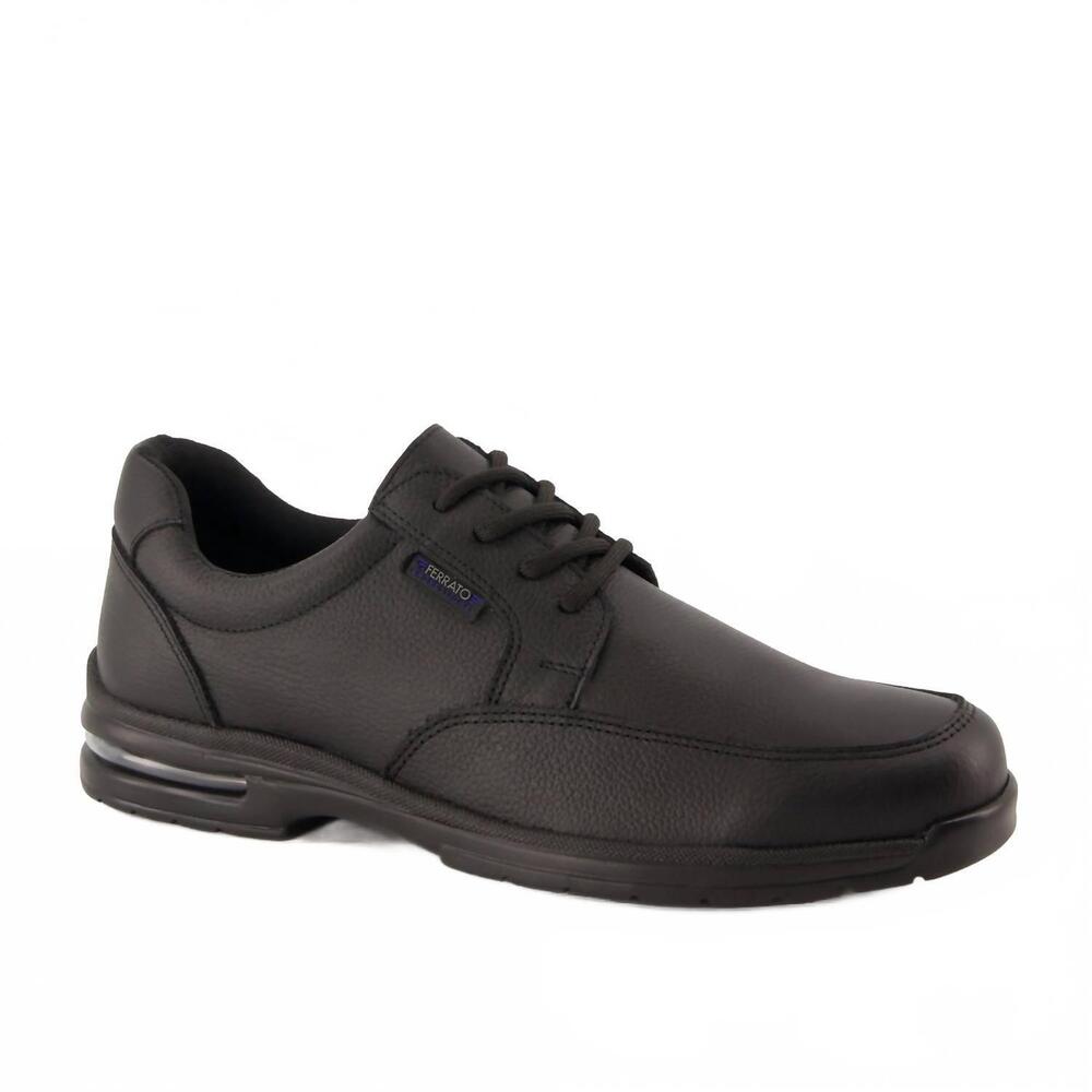 NEW FERRATO men's professional flat leather shoes in black